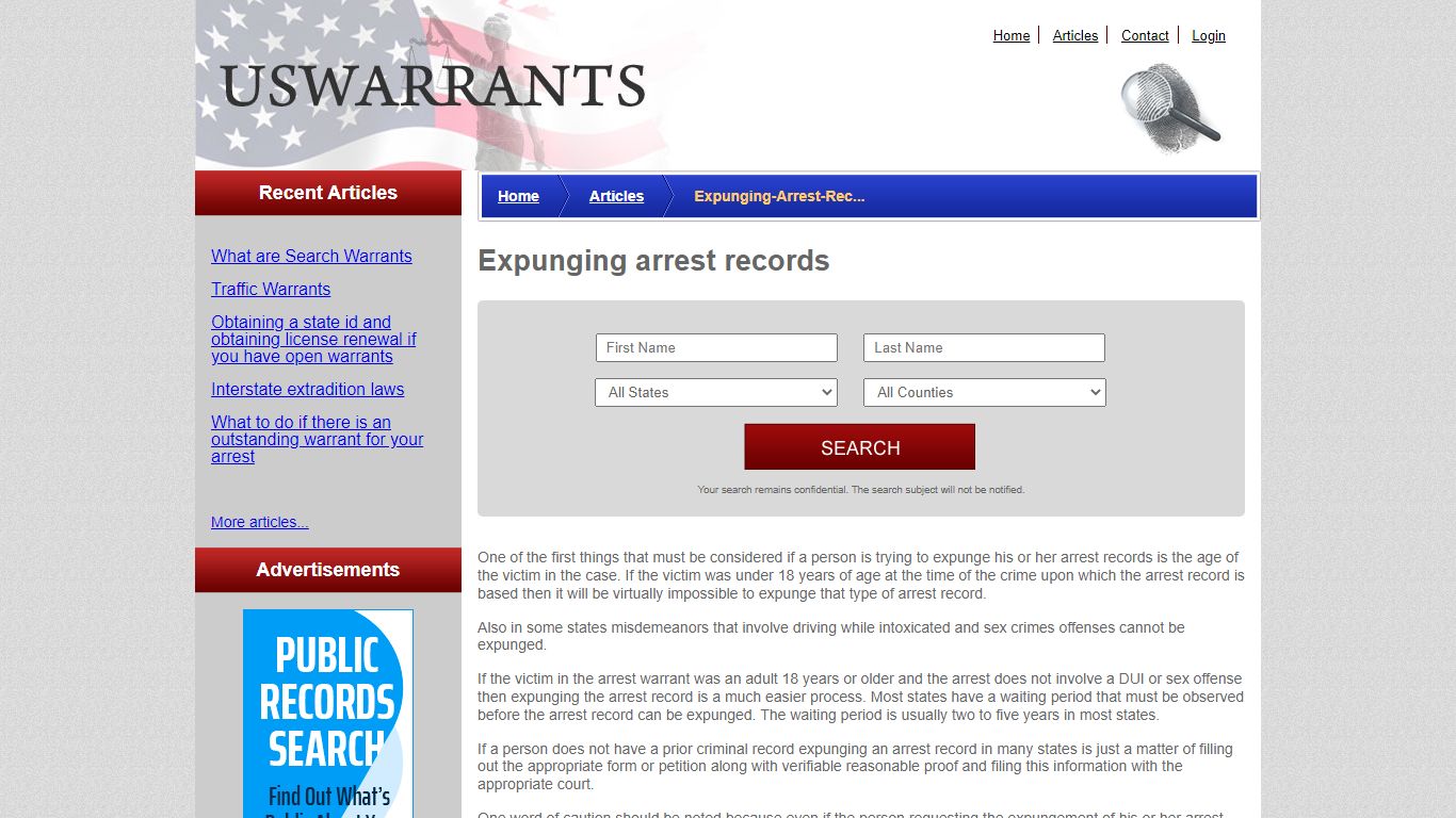 Expunging arrest records | UsWarrants